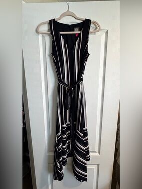 Vince Camuto Navy Dress with Light Pink & Cream Stripes